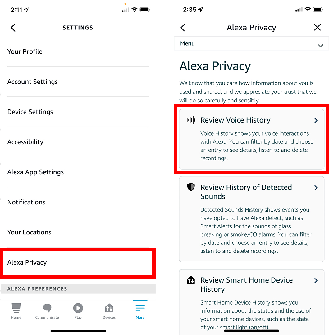 How to delete your Alexa registration history in the app