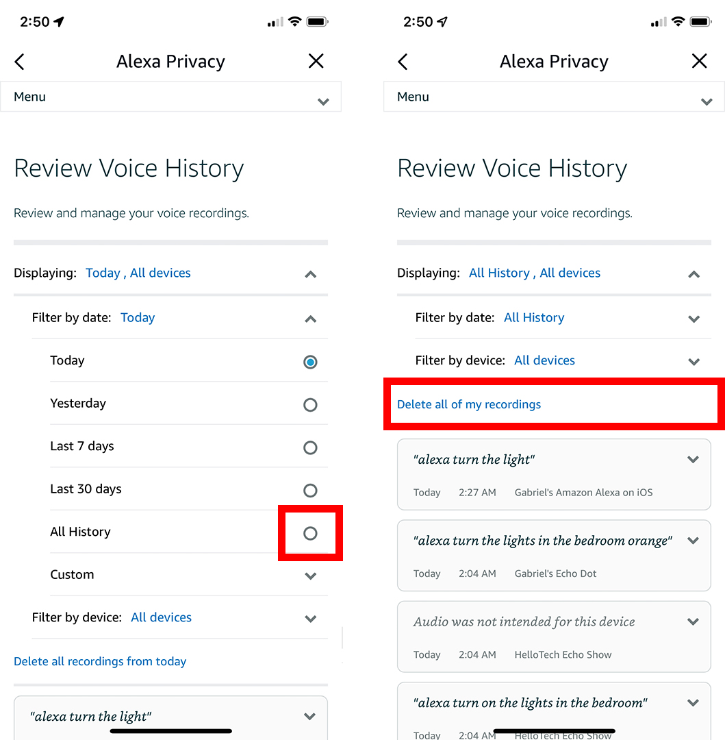 How to delete your Alexa registration history in the app