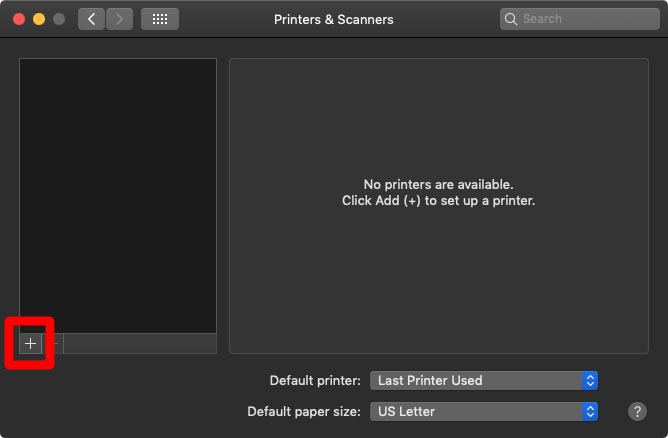 How to add a printer to a system of printer and scanner preferences
