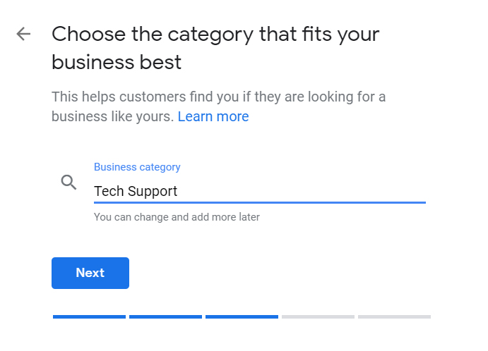 my business category is google